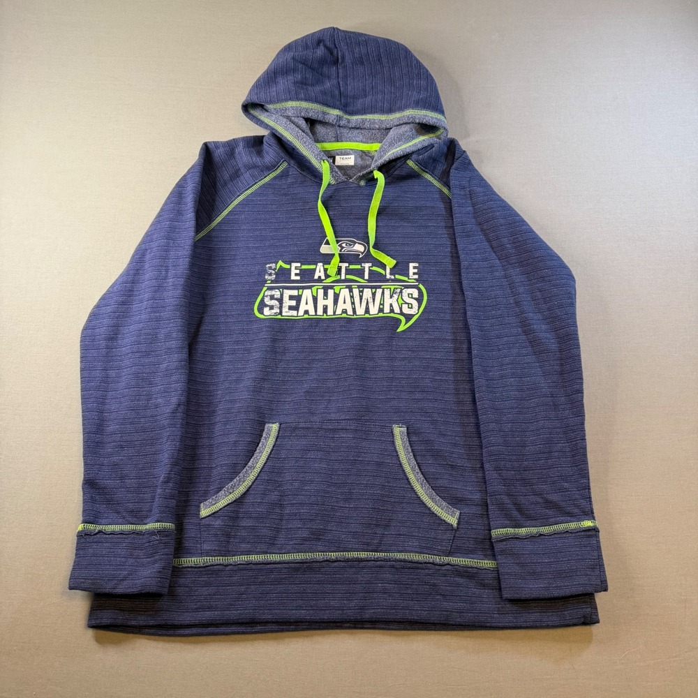 NFL Team Apparel Seattle Seahawks Womens XL Hoodie Blue Lime Green Space Dye
